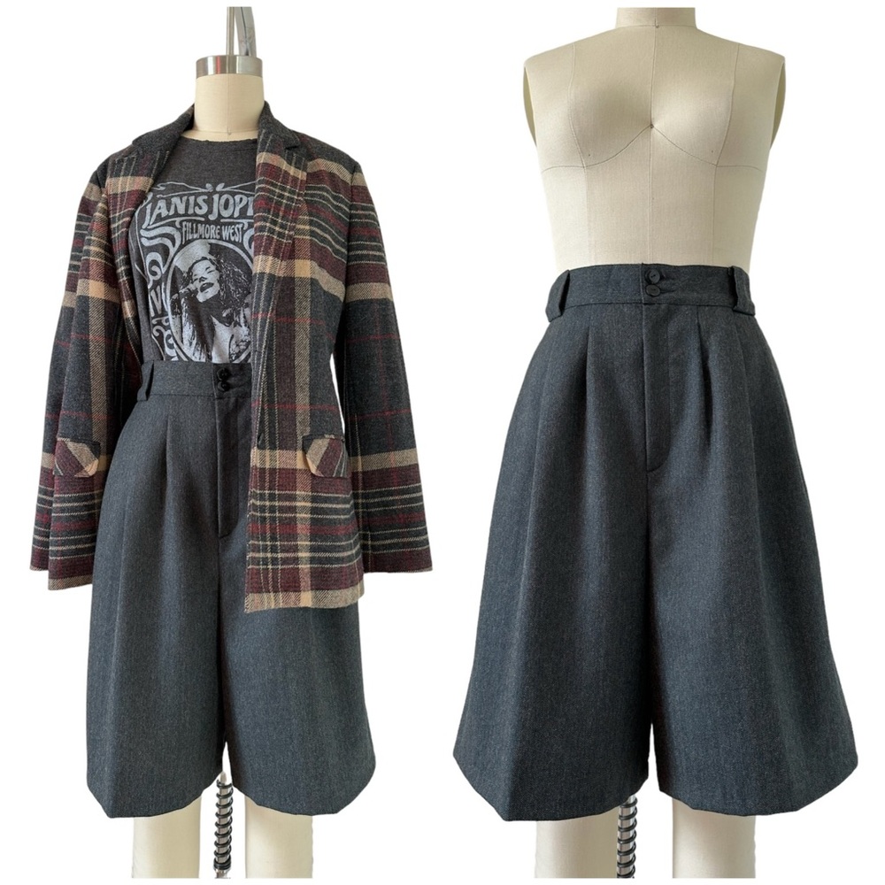 Vintage 80’s High Waist Wide Leg Wool Shorts